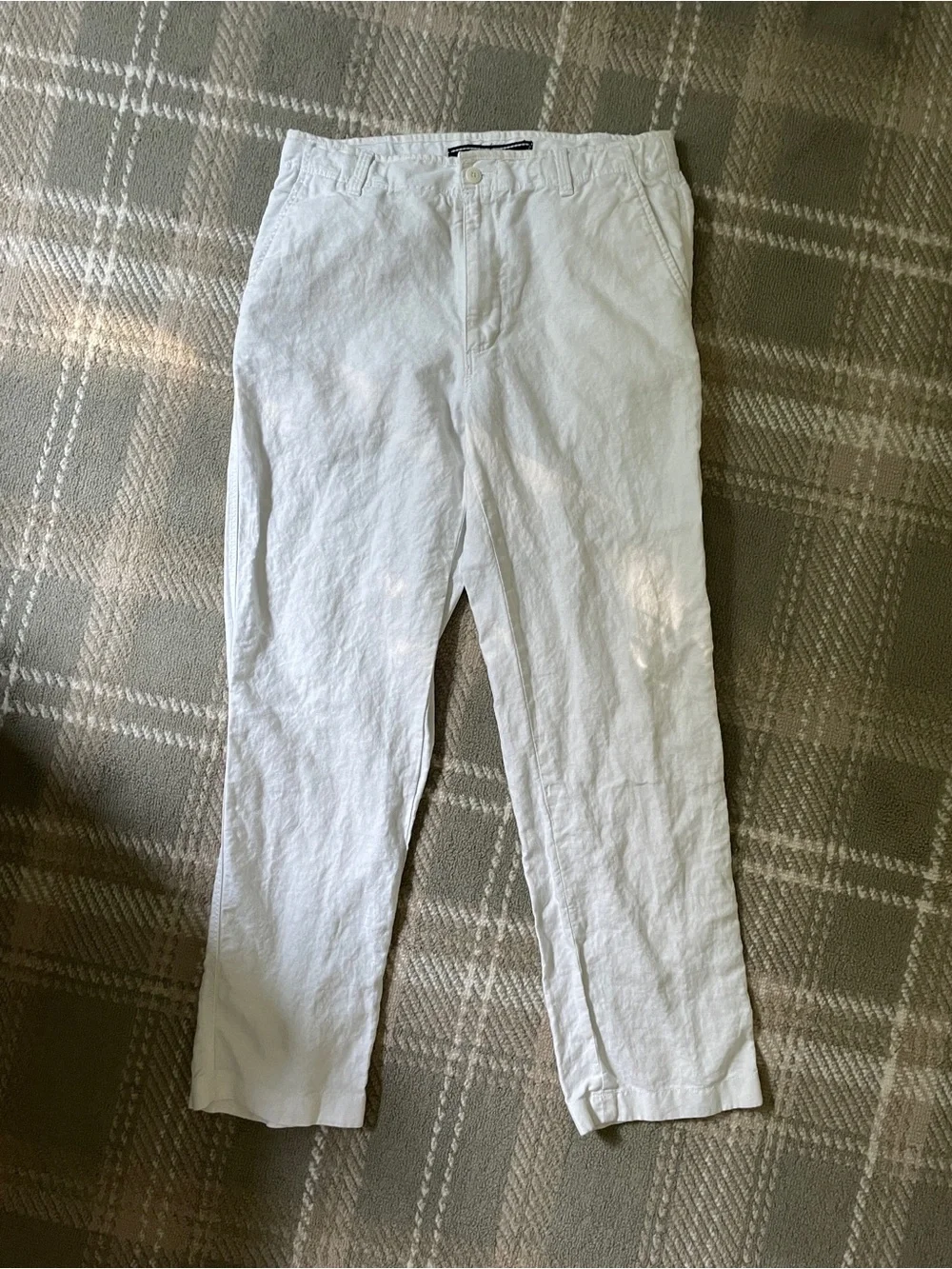 Nautica linen cotton blend white straight leg pants 33W 32L
